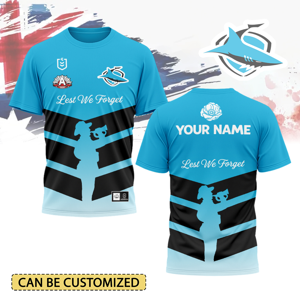 Auspiritmerch Cronulla-Sutherland Sharks x Anzac Day Personalized T Shirt Gift For Fans