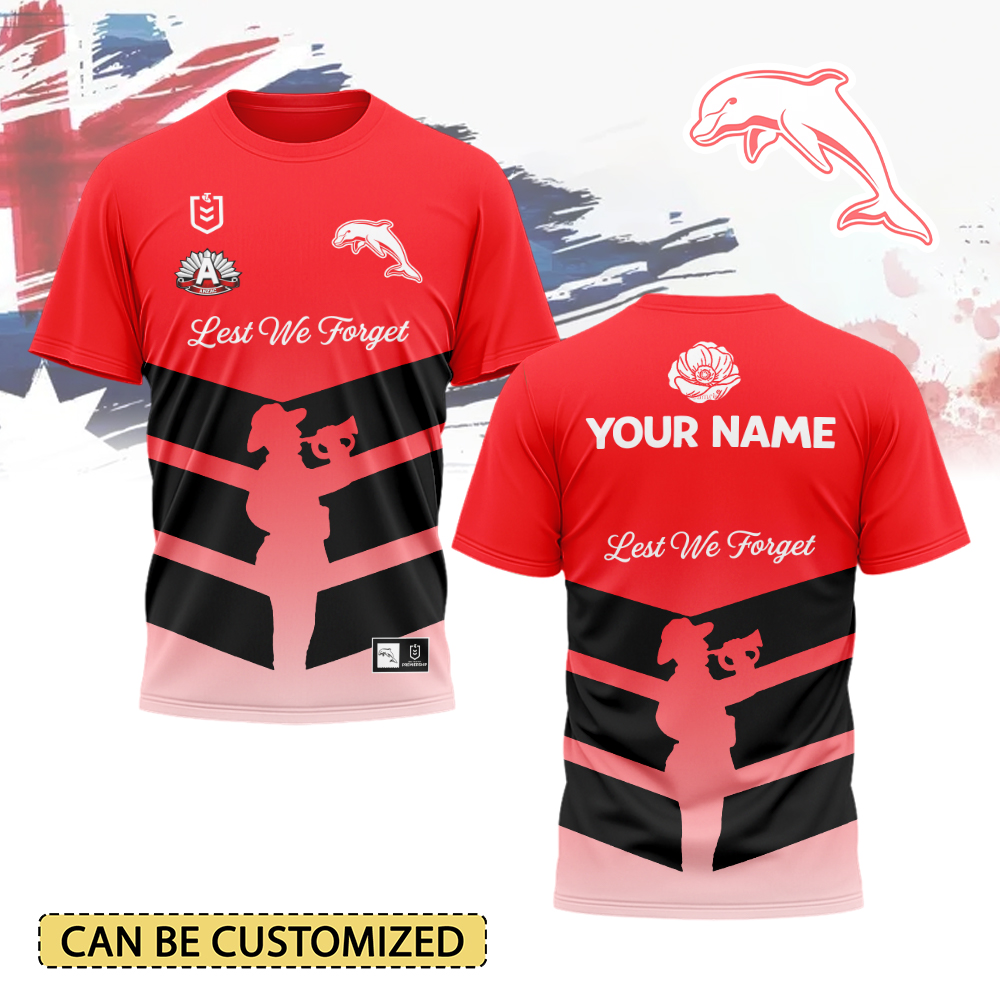 Auspiritmerch Dolphins x Anzac Day Personalized T Shirt Gift For Fans