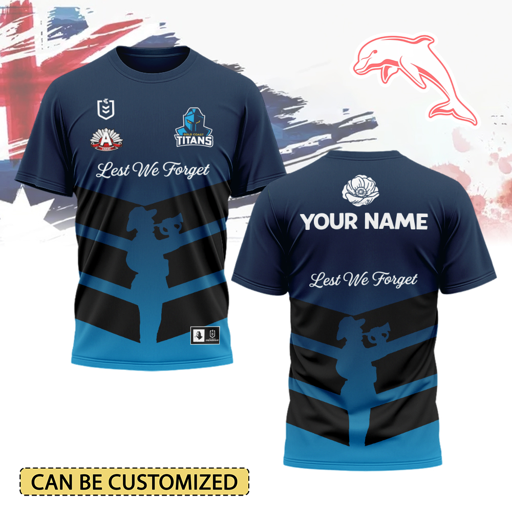 Auspiritmerch Gold Coast Titans x Anzac Day Personalized T Shirt Gift For Fans
