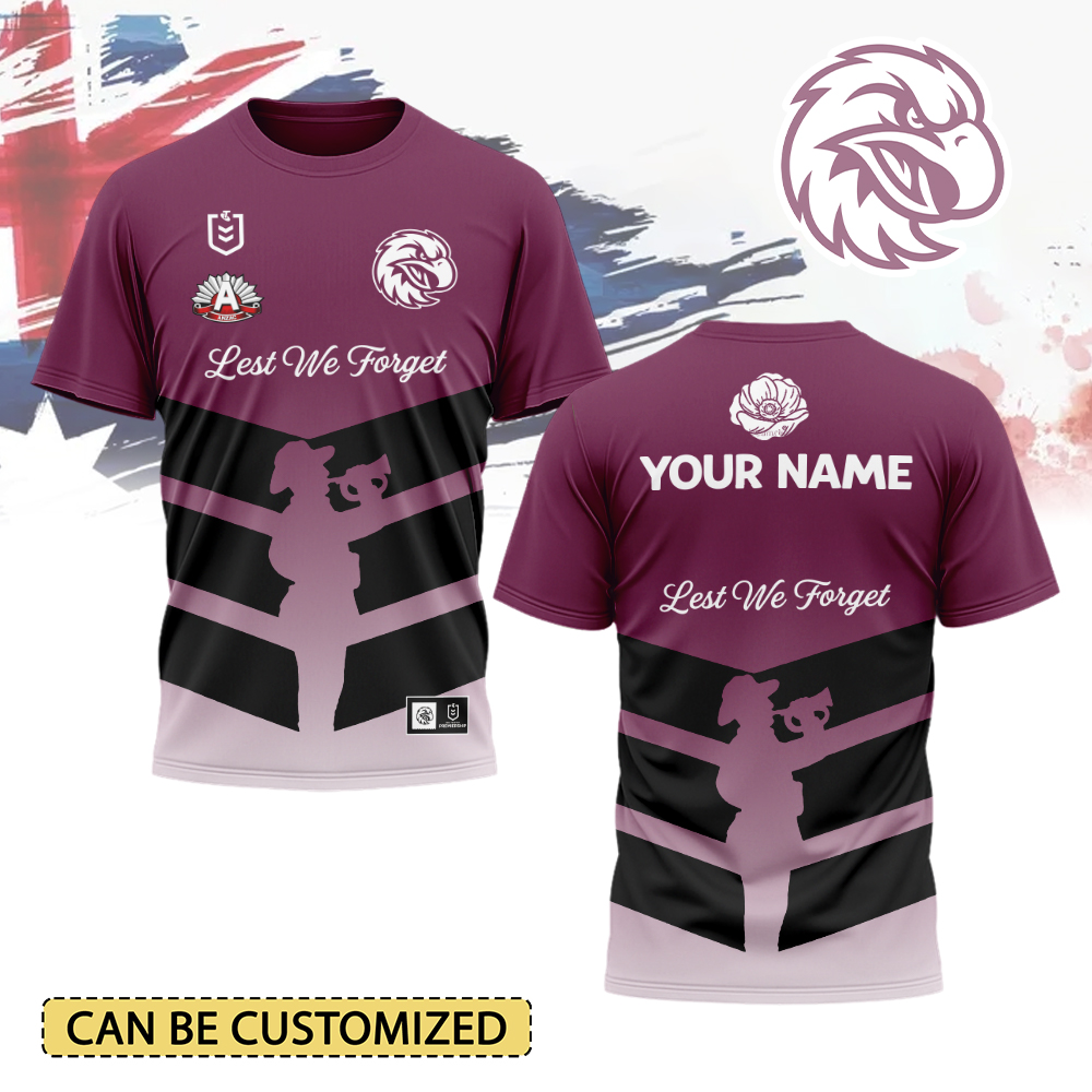 Auspiritmerch Manly Warringah Sea Eagles x Anzac Day Personalized T Shirt Gift For Fans