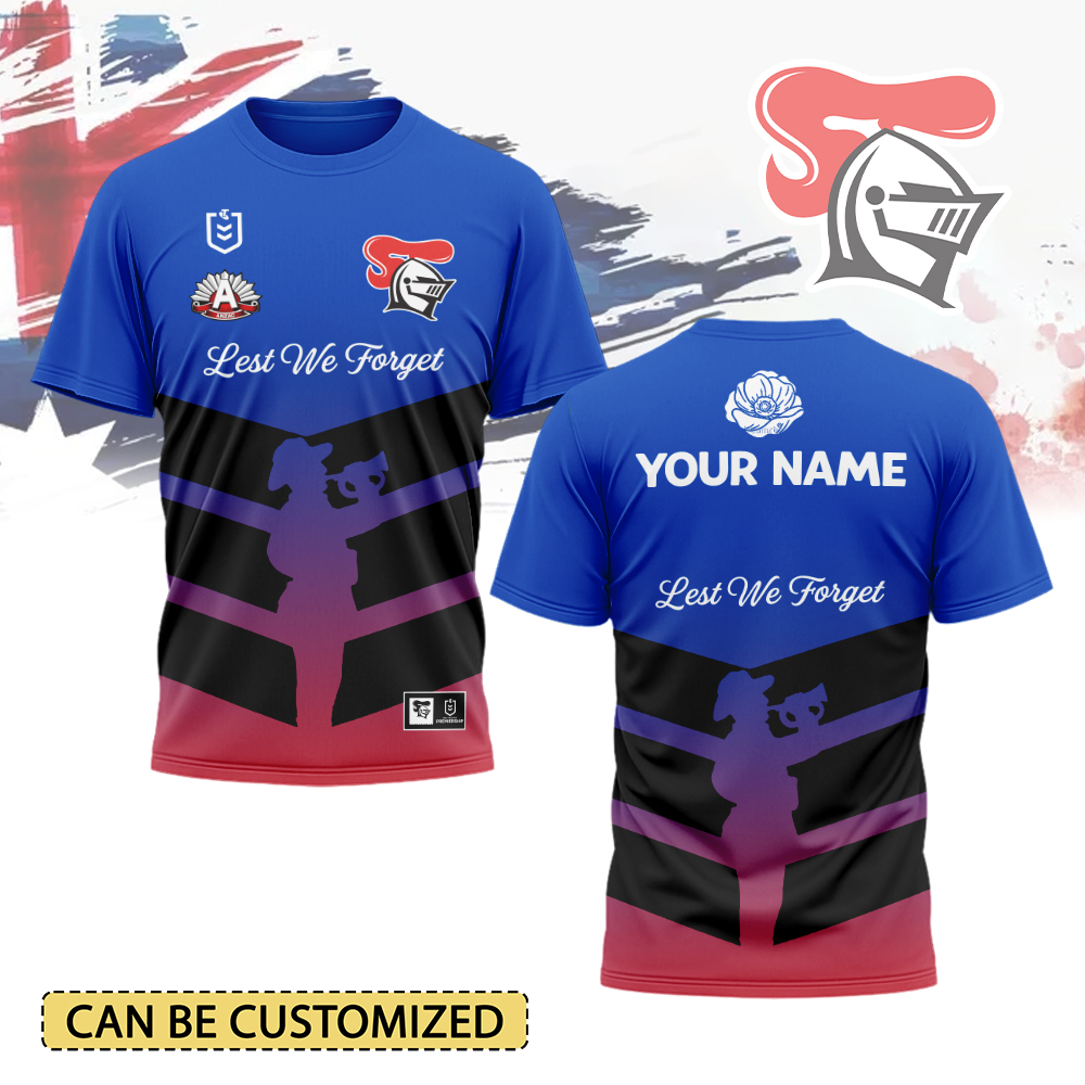 Auspiritmerch Newcastle Knights x Anzac Day Personalized T Shirt Gift For Fans