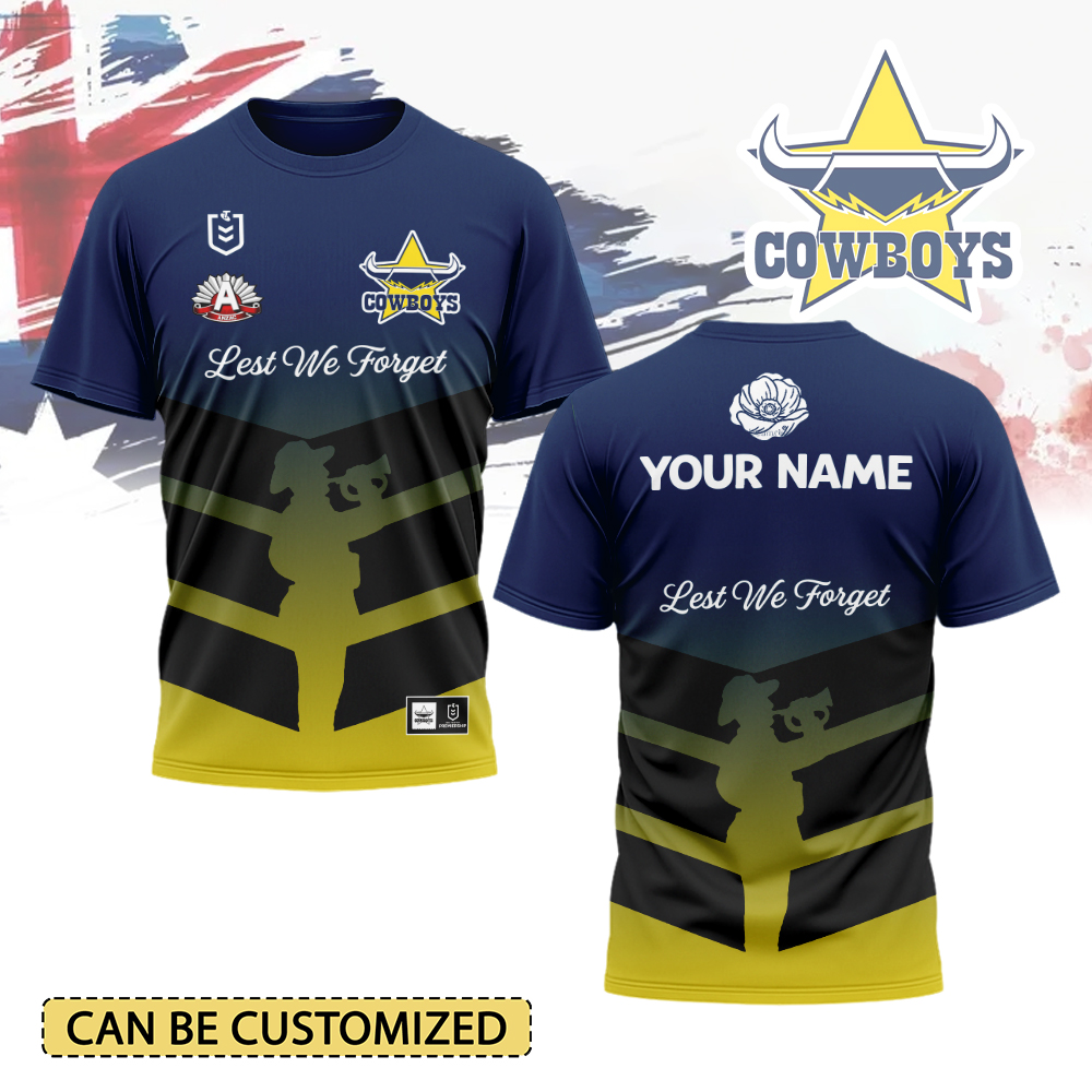 Auspiritmerch North Queensland Cowboys x Anzac Day Personalized T Shirt Gift For Fans