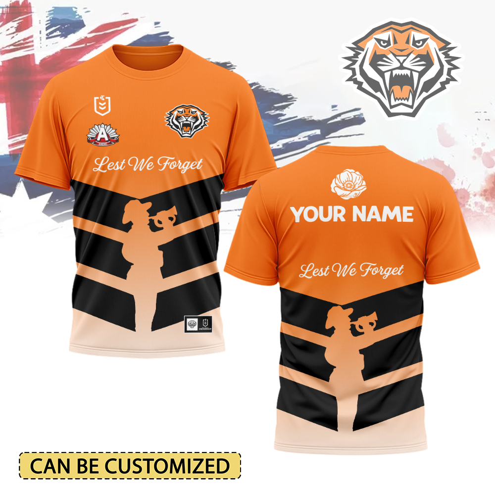 Auspiritmerch Wests Tigers x Anzac Day Personalized T Shirt Gift For Fans