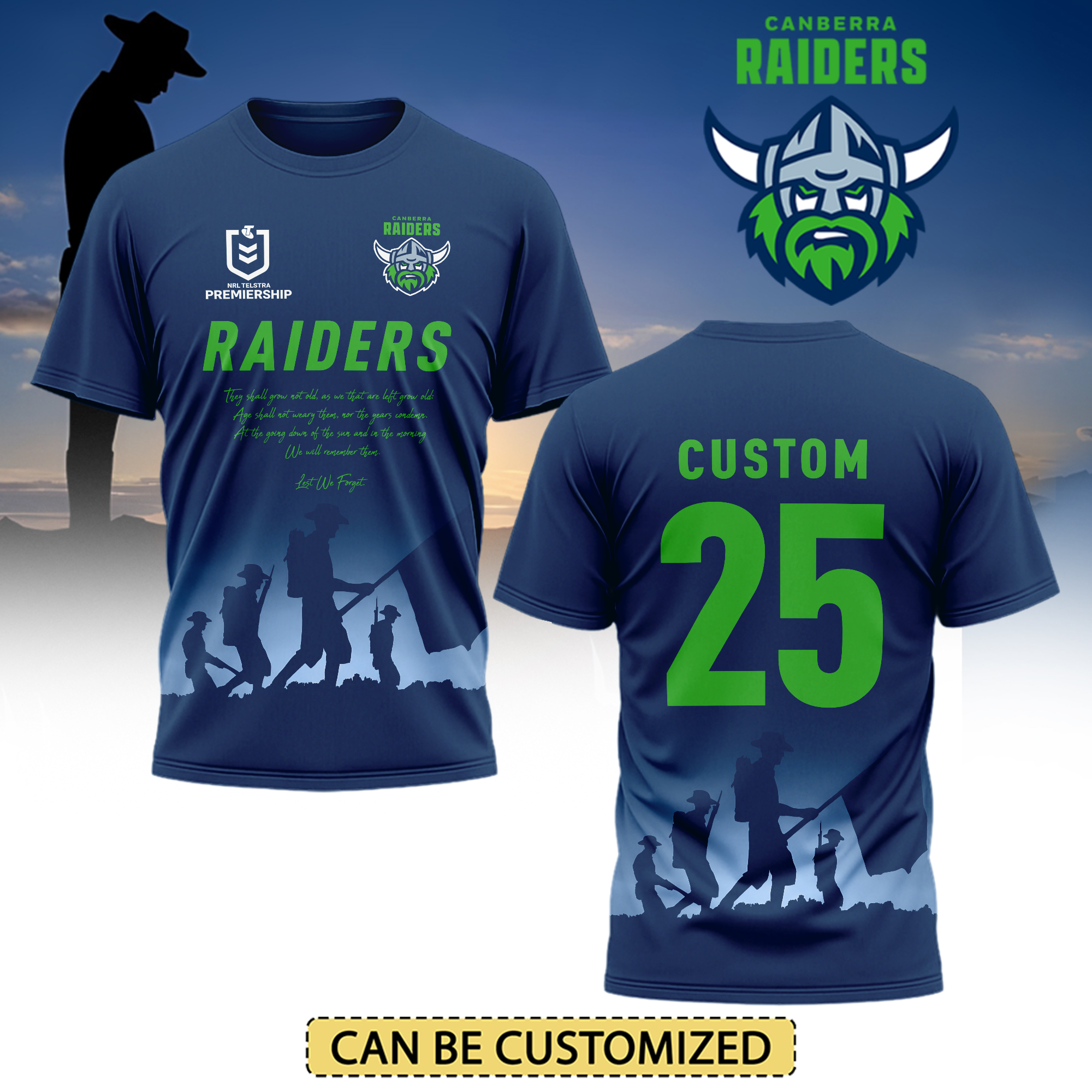 Auspiritmerch Canberra Raiders x Anzac Day Personalized T Shirt Gift For Fans