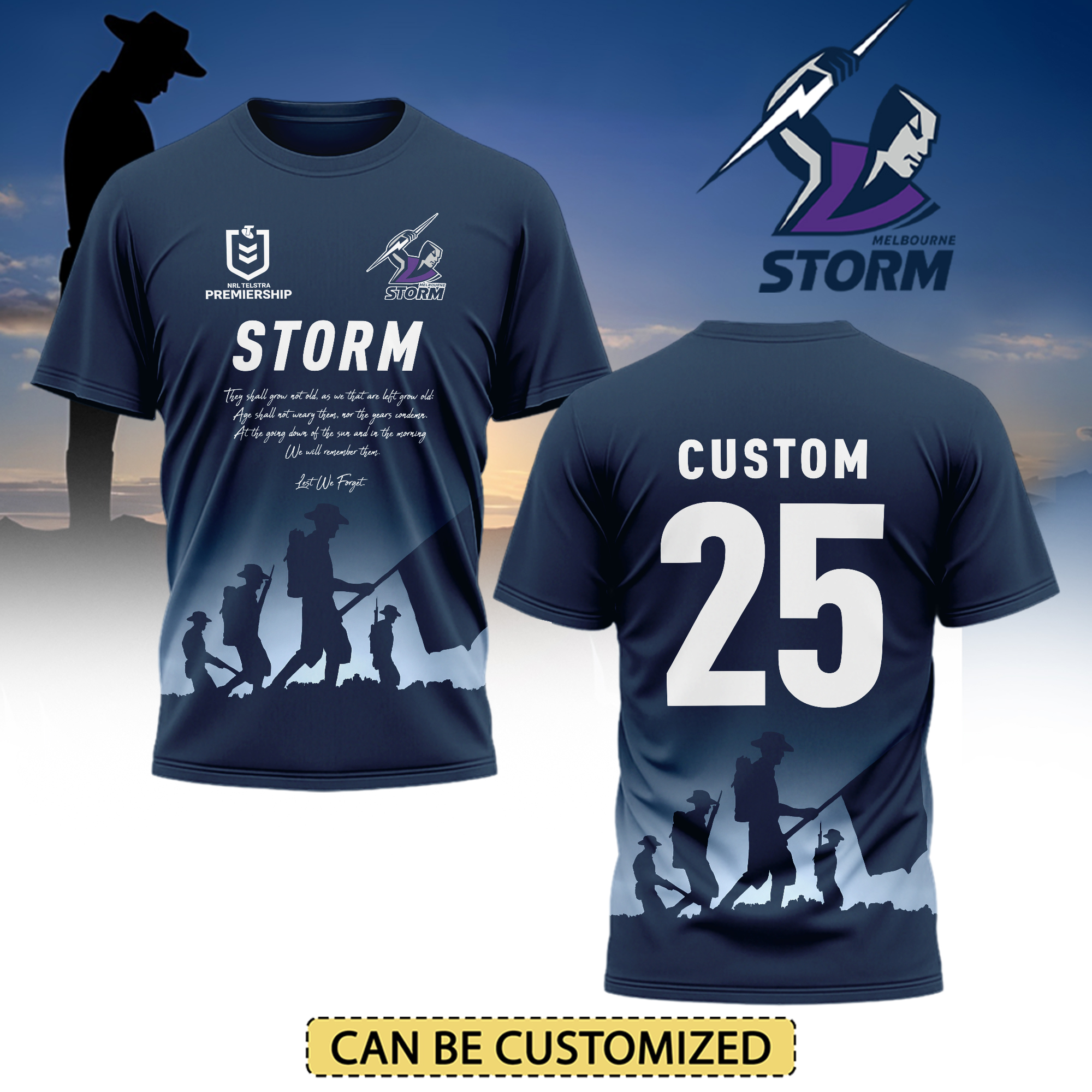 Auspiritmerch Melbourne Storm x Anzac Day Personalized T Shirt Gift For Fans