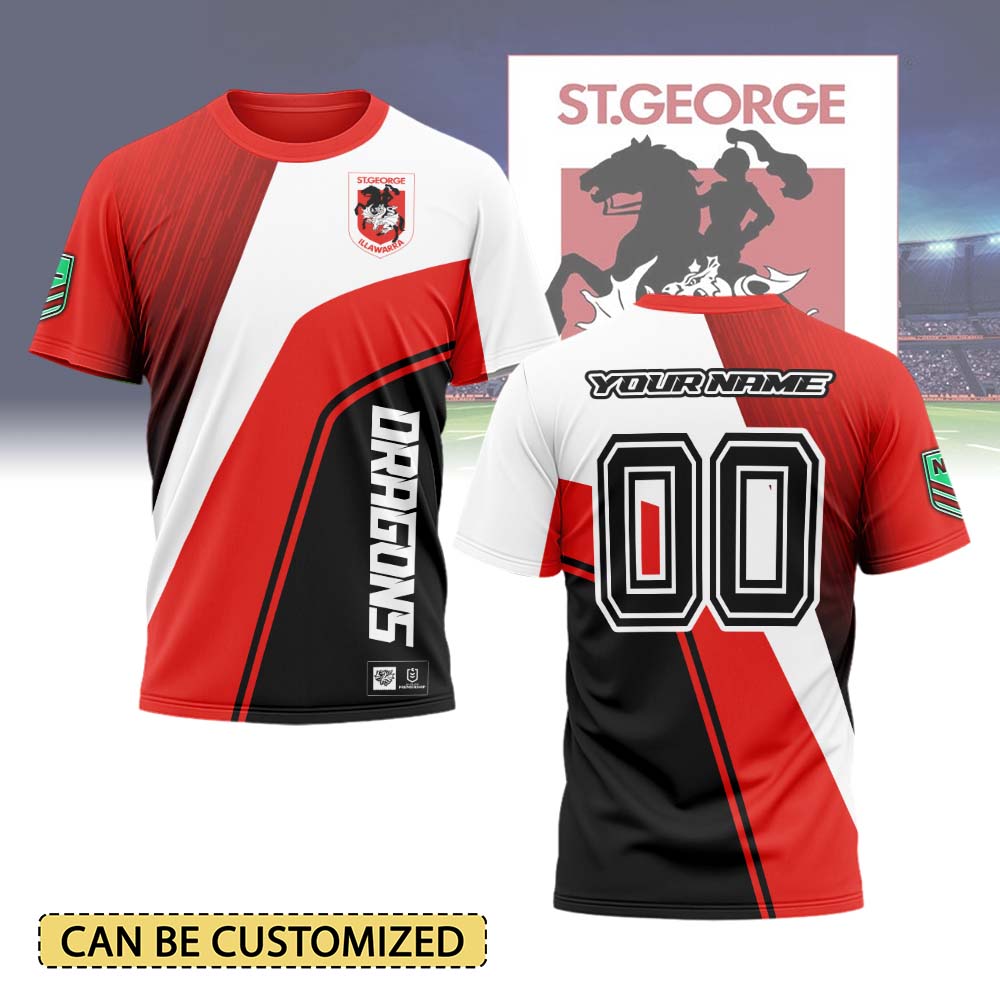 Auspiritmerch St. George Illawarra Dragons Personalized T Shirt Gift For Fans