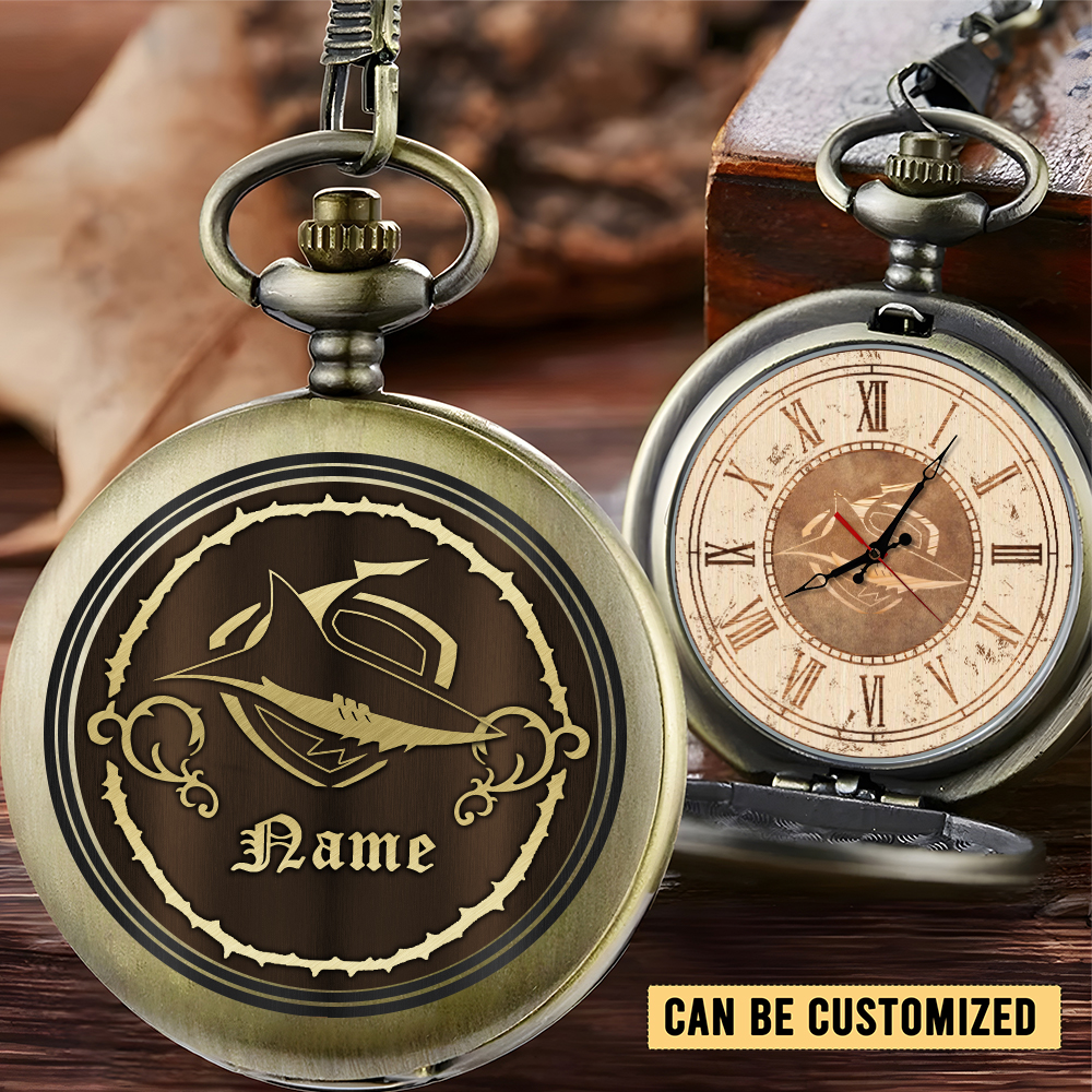 Auspiritmerch Cronulla-Sutherland Sharks Personalized Pocket Watch Gift For Fans