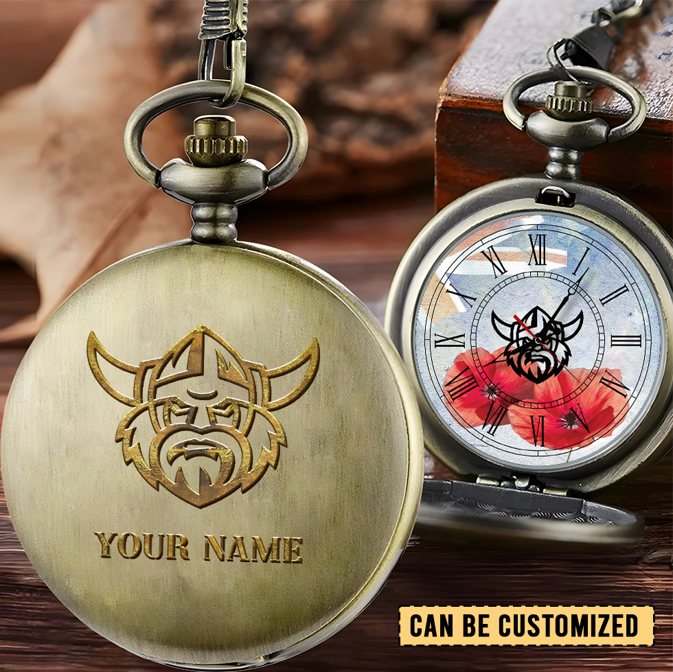 Auspiritmerch Canberra Raiders x Anzac Day Personalized Pocket Watch Gift For Fans