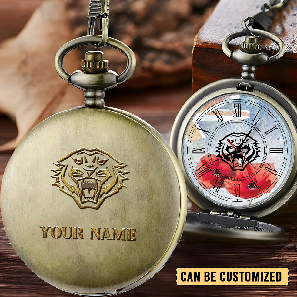 Auspiritmerch Wests Tigers x Anzac Day Personalized Pocket Watch Gift For Fans