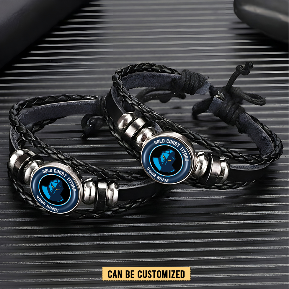 Auspiritmerch Gold Coast Titans Personalized Leather Bracelet Gift For Fans