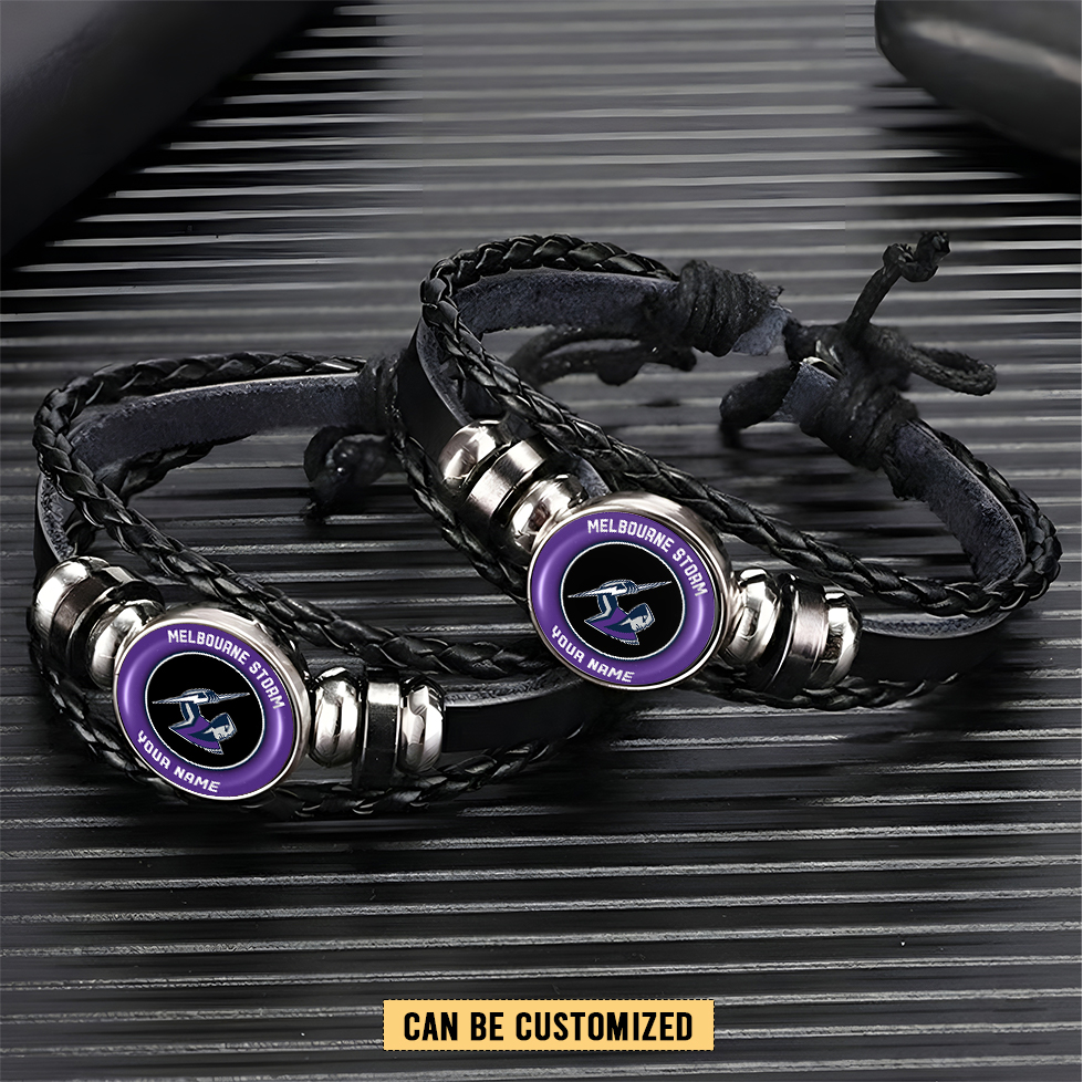 Auspiritmerch Melbourne Storm Personalized Leather Bracelet Gift For Fans