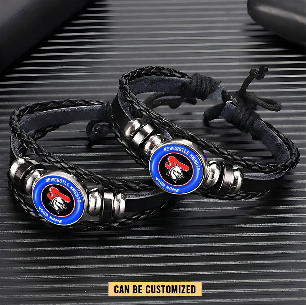 Auspiritmerch Newcastle Knights Personalized Leather Bracelet Gift For Fans