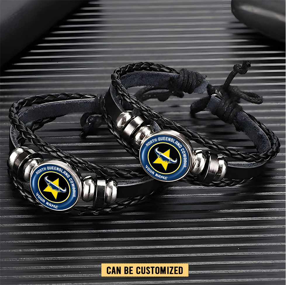 Auspiritmerch North Queensland Cowboys Personalized Leather Bracelet Gift For Fans