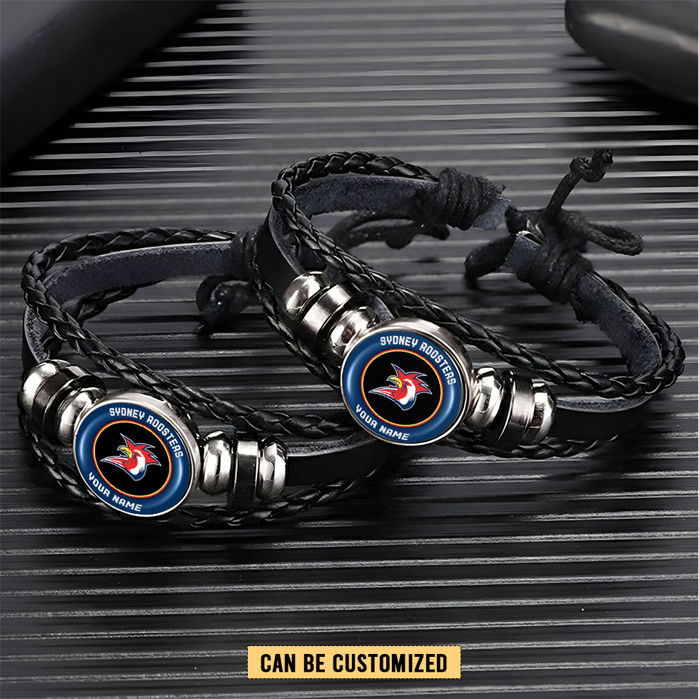 Auspiritmerch Sydney Roosters Personalized Leather Bracelet Gift For Fans