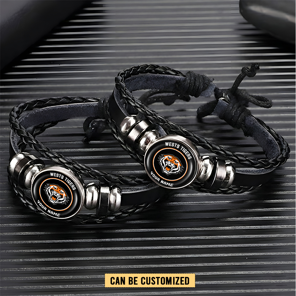 Auspiritmerch Wests Tigers Personalized Leather Bracelet Gift For Fans