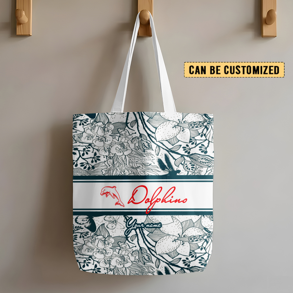 Auspiritmerch Dolphins Personalized Tote Bags Gift For Fans