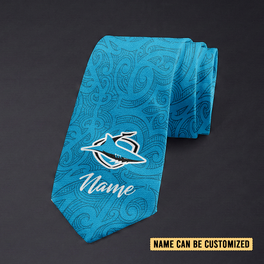 Auspiritmerch Cronulla-Sutherland Sharks Personalized Necktie Gifts For Fans