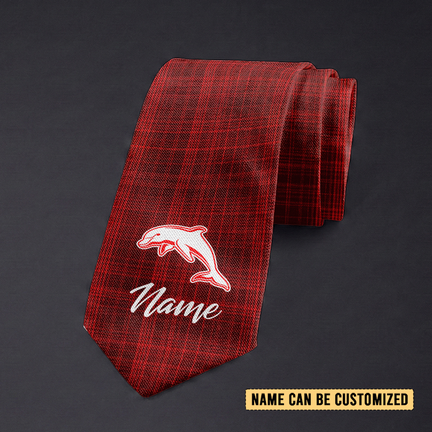 Auspiritmerch Dolphins Personalized Necktie Gifts For Fans