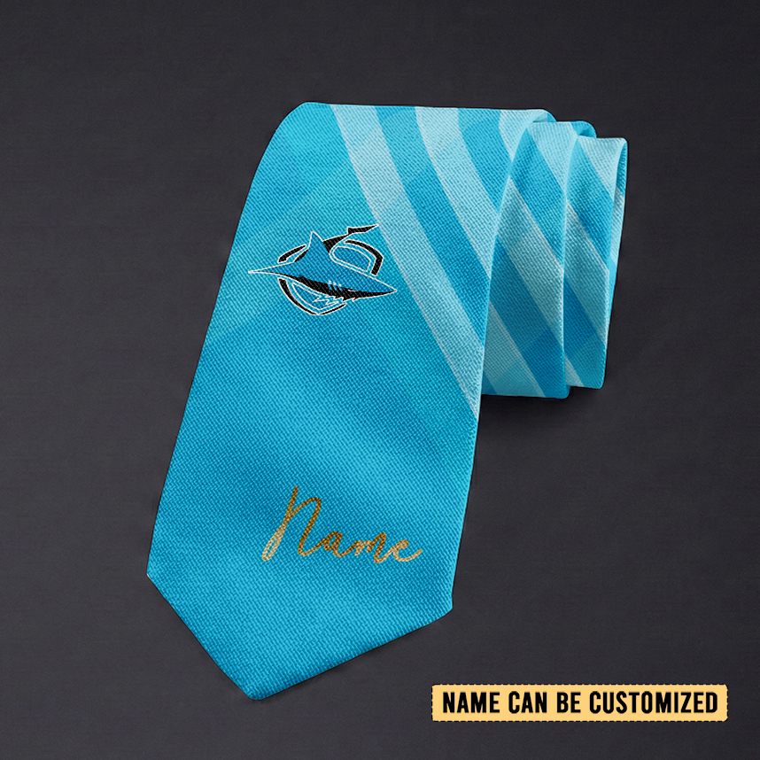 Auspiritmerch Cronulla-Sutherland Sharks Personalized Necktie Gifts For Fans