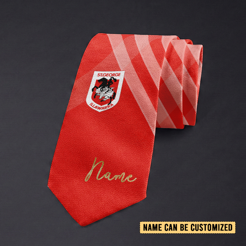 Auspiritmerch St. George Illawarra Dragons Personalized Necktie Gifts For Fans