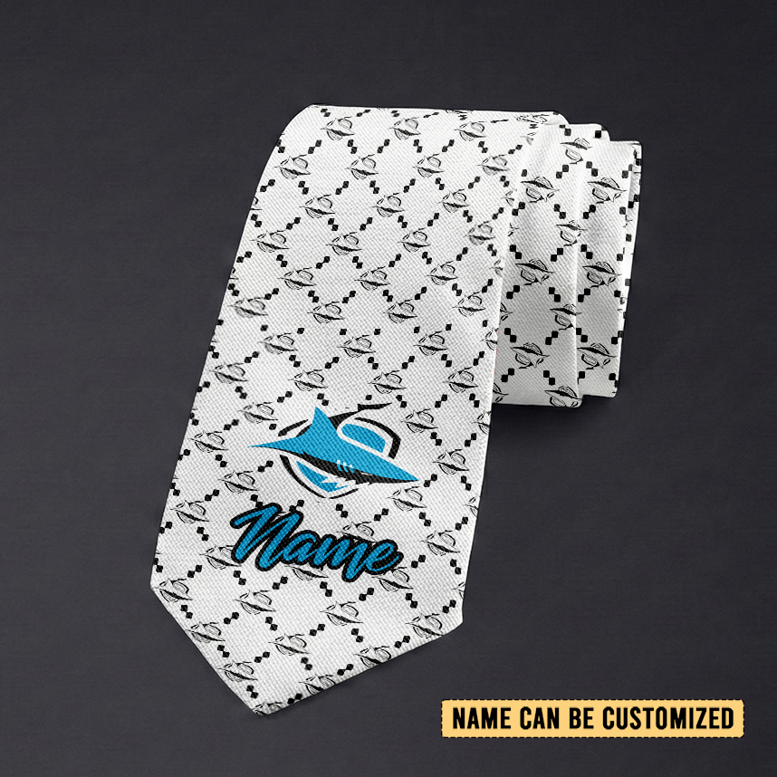 Auspiritmerch Cronulla-Sutherland Sharks Personalized Necktie Gifts For Fans