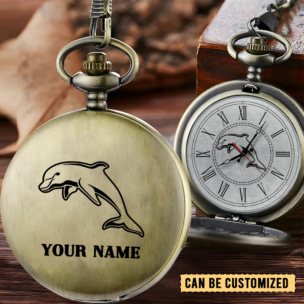 Auspiritmerch Dolphins Personalized Pocket Watch Gift For Fans