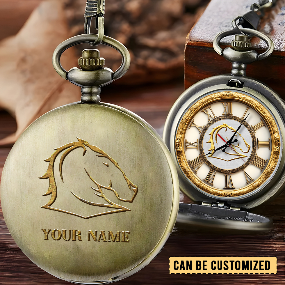Auspiritmerch Brisbane Broncos Personalized Pocket Watch Gift For Fans