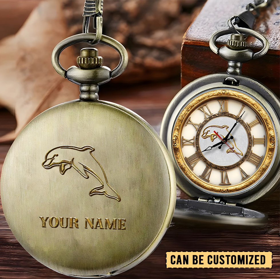 Auspiritmerch Dolphins Personalized Pocket Watch Gift For Fans