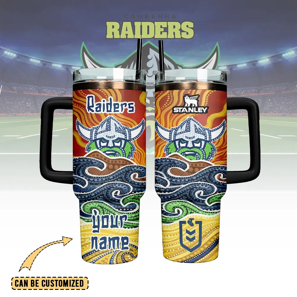 Auspiritmerch Canberra Raiders Custom Stanley Quencher 40oz Stainless Steel Tumbler With Handle
