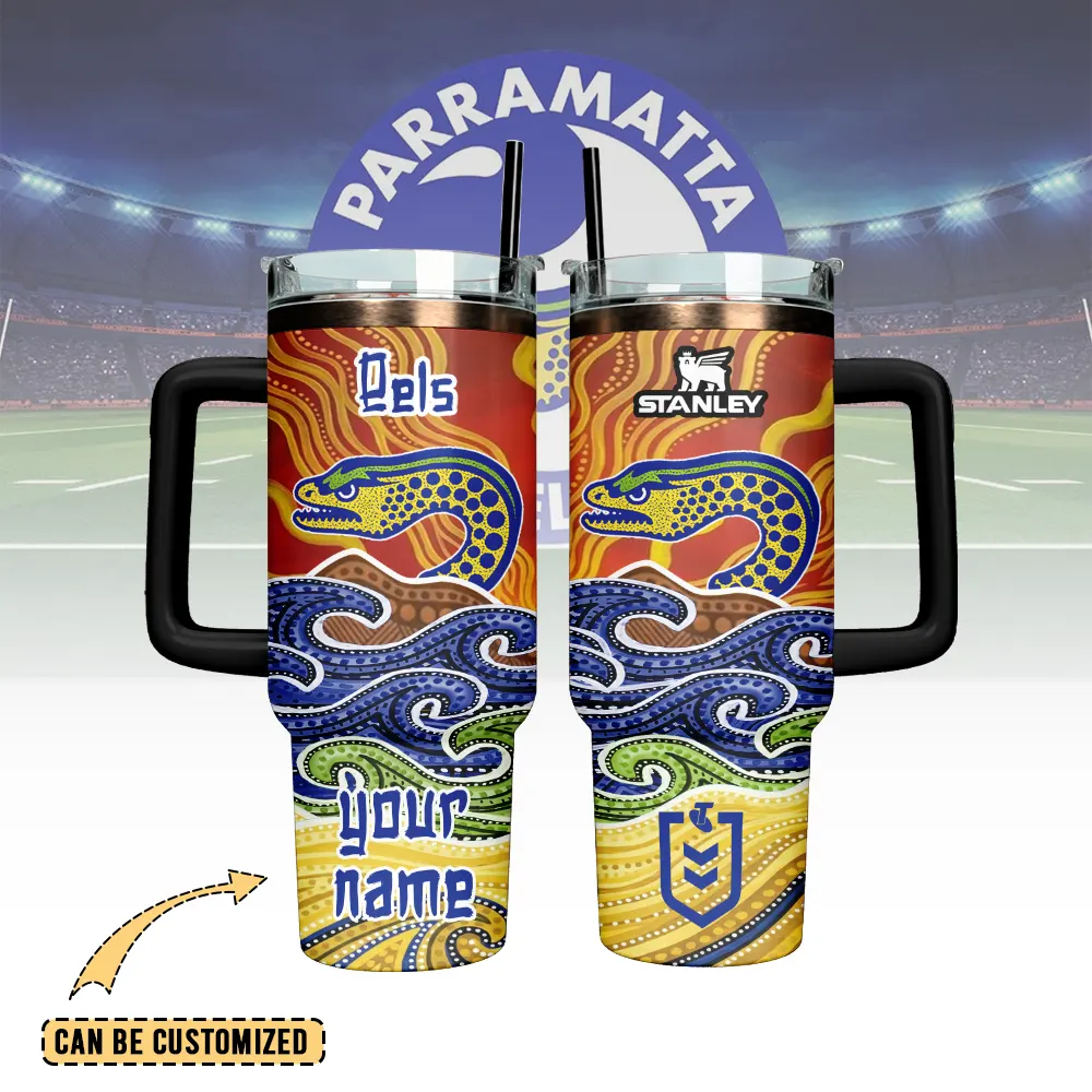 Auspiritmerch Parramatta Eels Custom Stanley Quencher 40oz Stainless Steel Tumbler With Handle