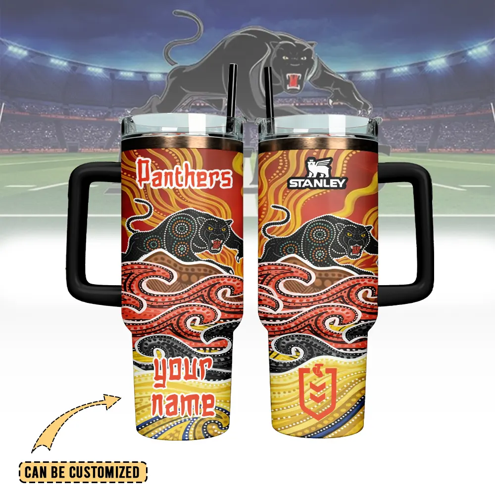Auspiritmerch Penrith Panthers Custom Stanley Quencher 40oz Stainless Steel Tumbler With Handle