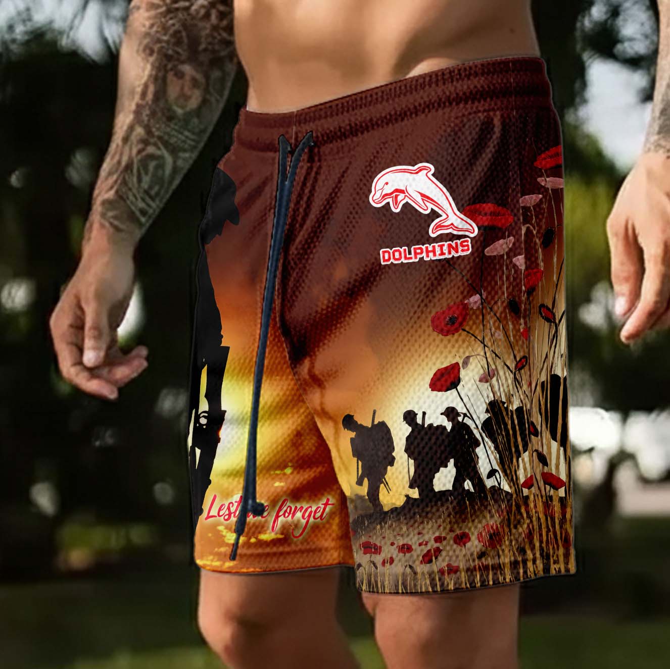 Auspiritmerch Dolphins x Anzac Day Personalized Short Pants Gift For Fans