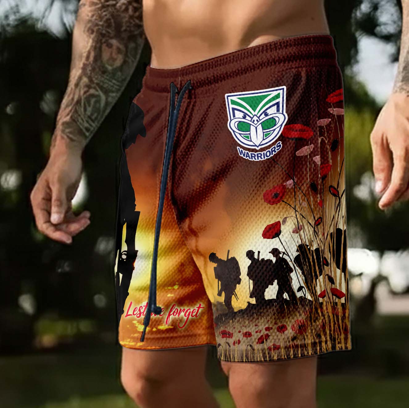Auspiritmerch New Zealand Warriors x Anzac Day Personalized Short Pants Gift For Fans