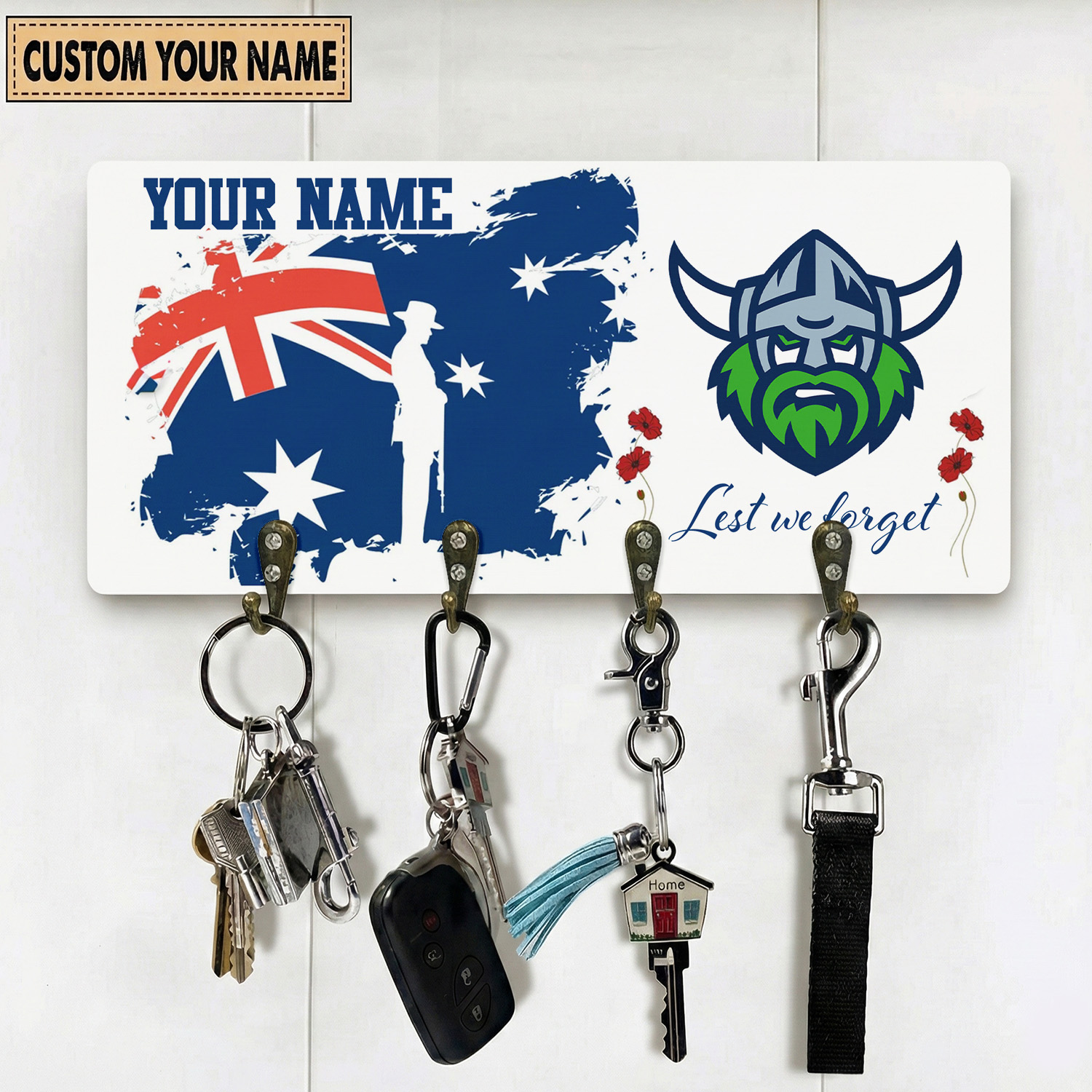 Auspiritmerch Canberra Raiders x Anzac Day Personalized Key Holder Gifts For Fans