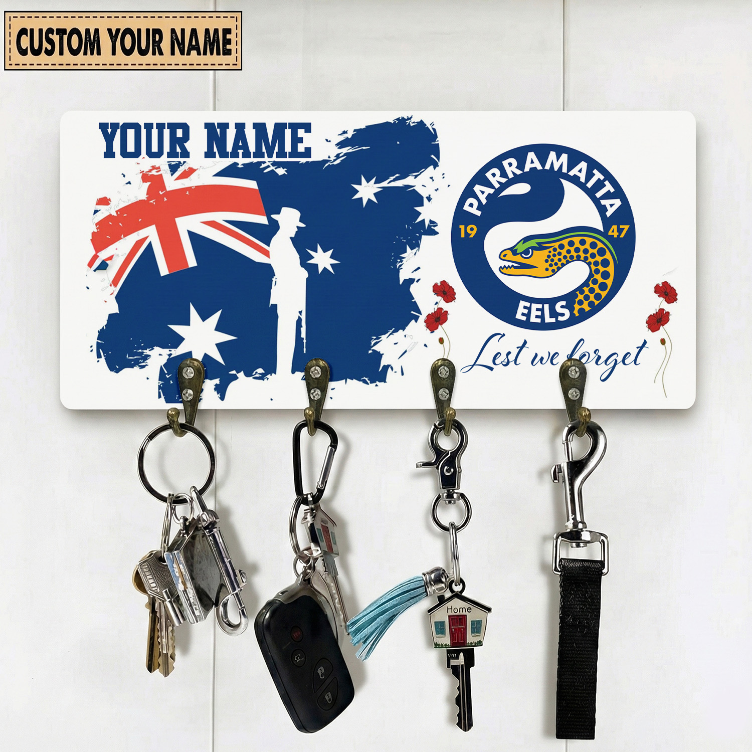 Auspiritmerch Parramatta Eels x Anzac Day Personalized Key Holder Gifts For Fans