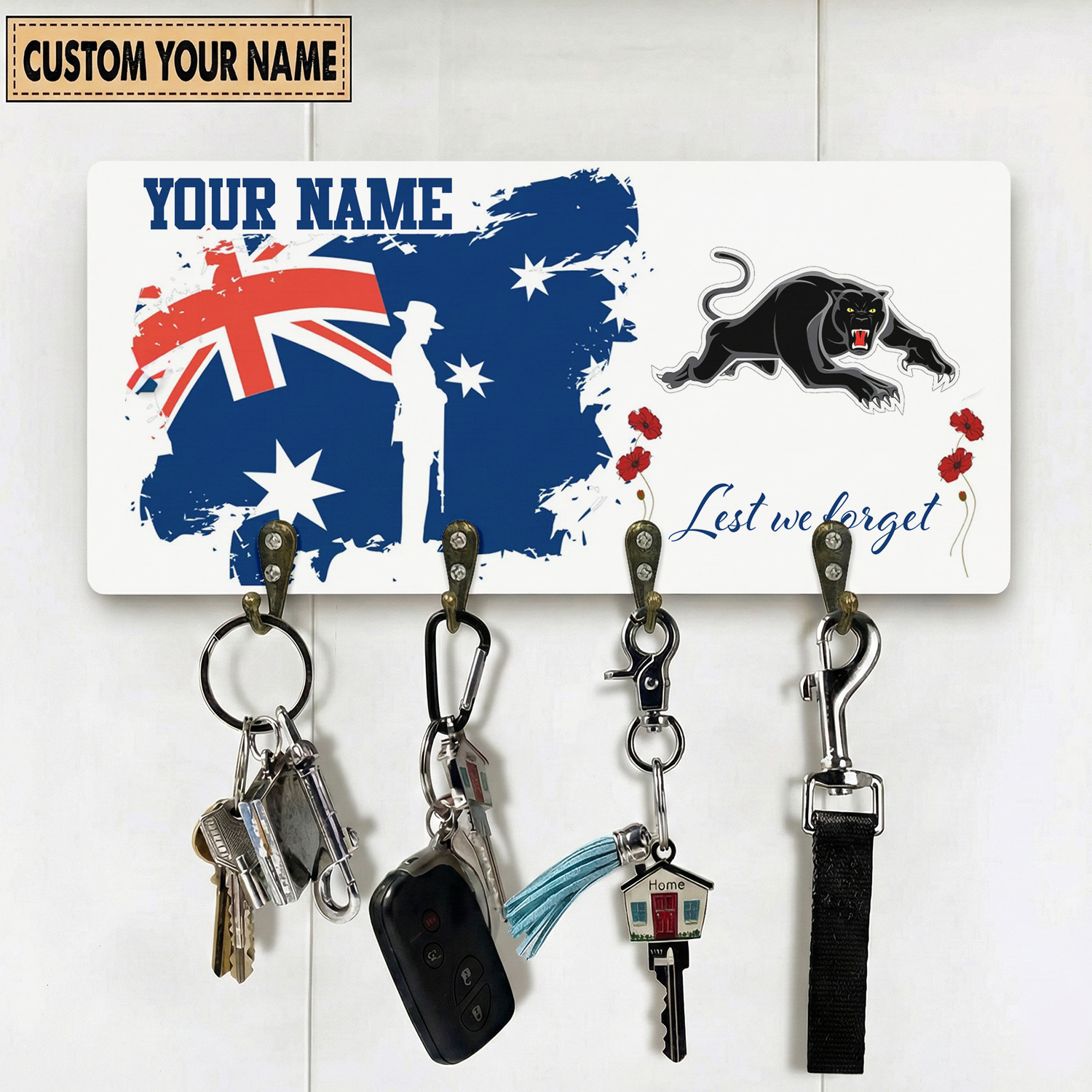 Auspiritmerch Penrith Panthers x Anzac Day Personalized Key Holder Gifts For Fans