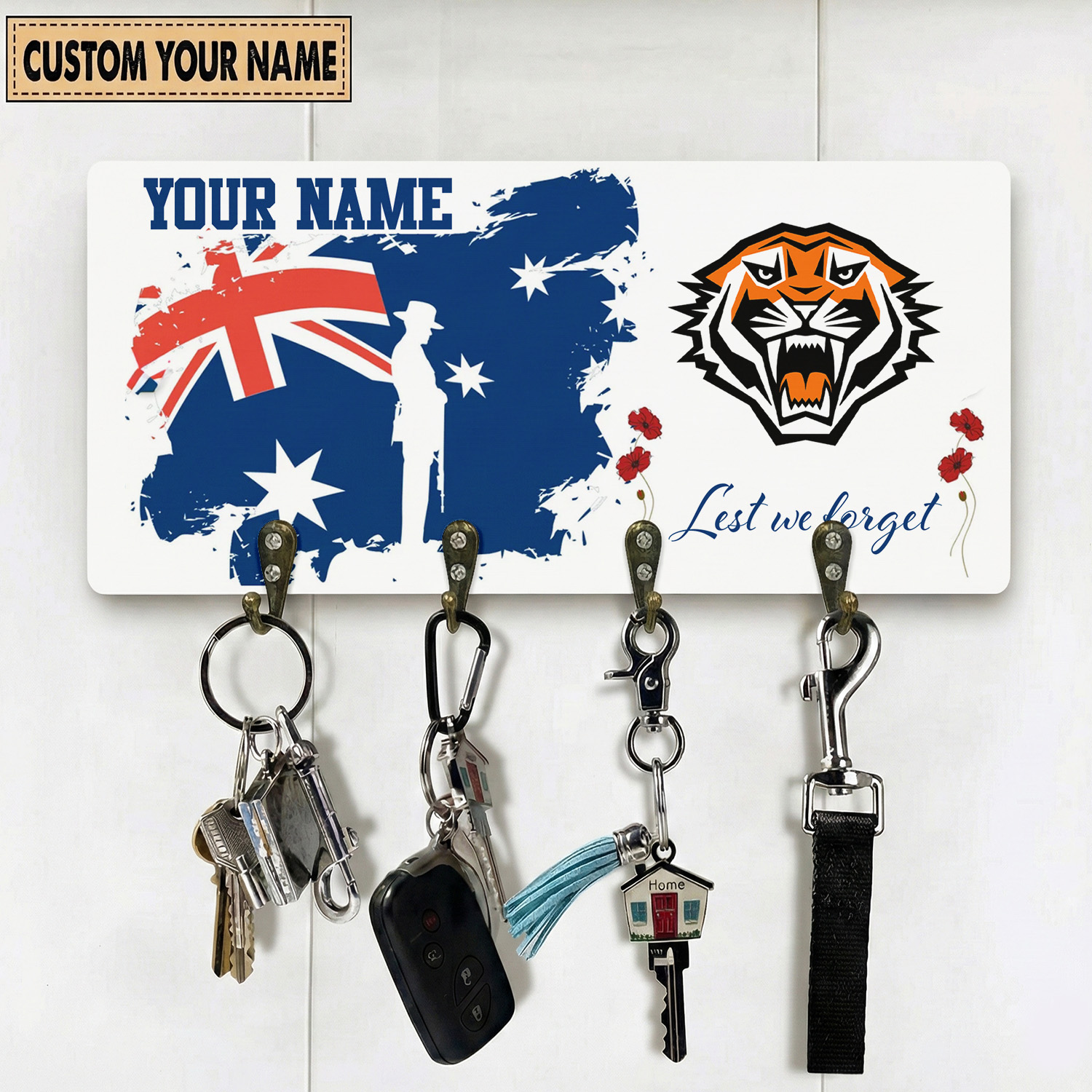 Auspiritmerch Wests Tigers x Anzac Day Personalized Key Holder Gifts For Fans
