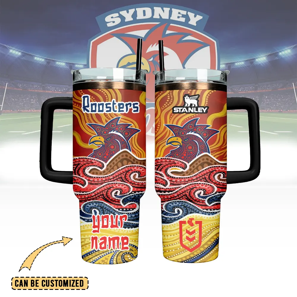 Auspiritmerch Sydney Roosters Custom Stanley Quencher 40oz Stainless Steel Tumbler With Handle