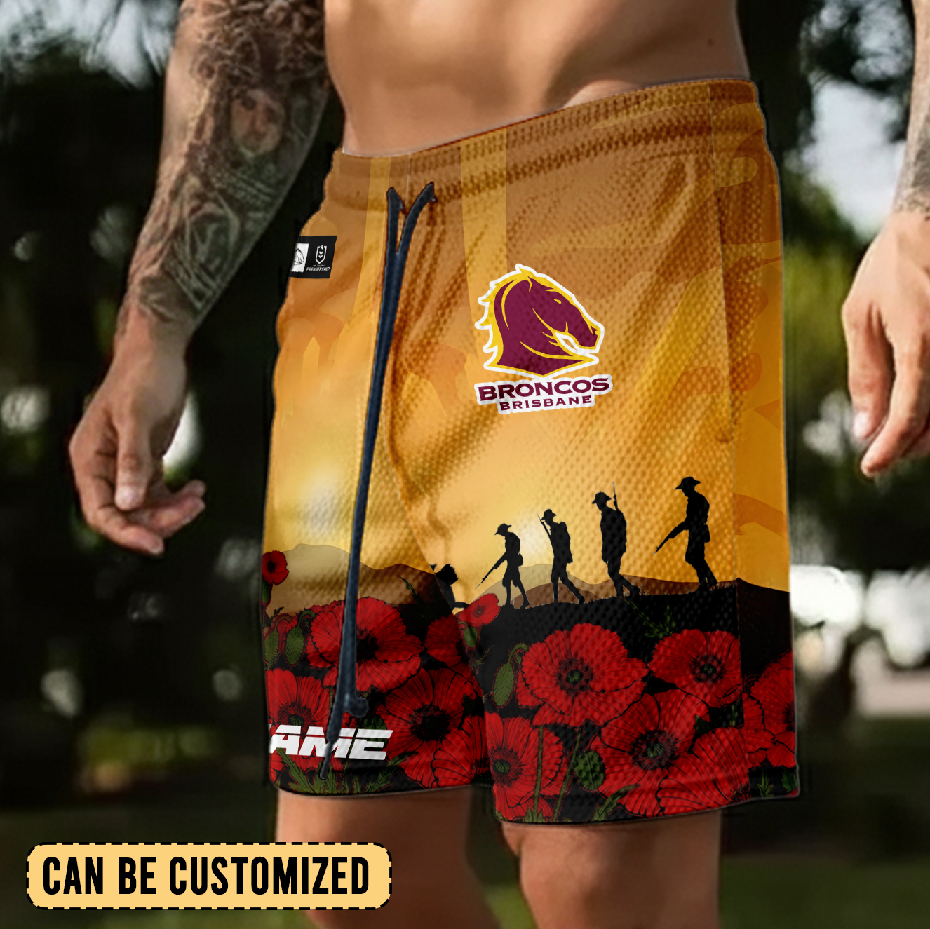 Auspiritmerch Brisbane Broncos x Anzac Day Personalized Short Pants Gift For Fans
