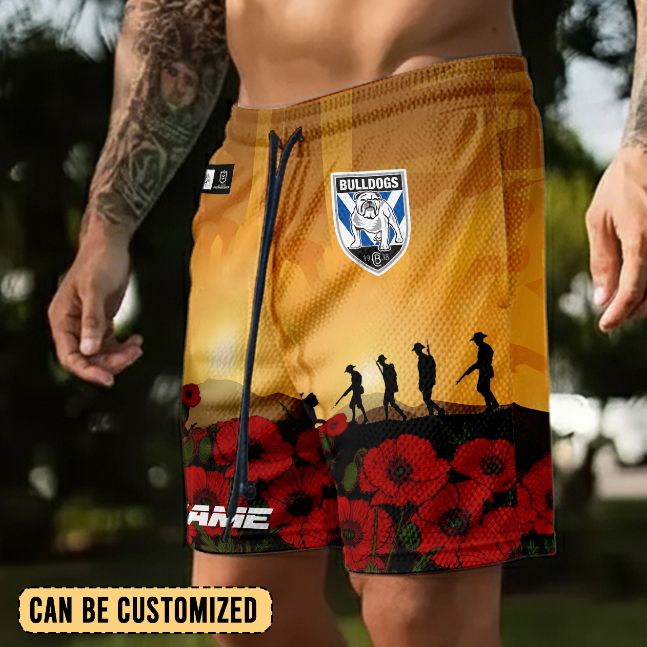 Auspiritmerch Canterbury-Bankstown Bulldogs x Anzac Day Personalized Short Pants Gift For Fans