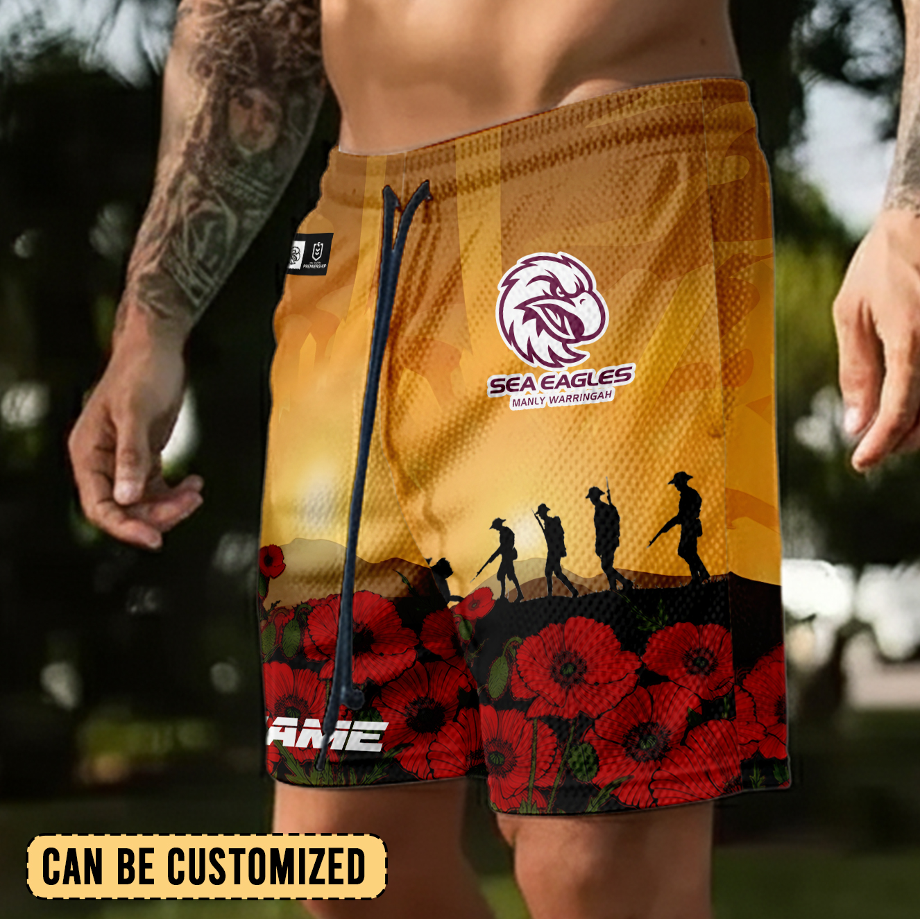 Auspiritmerch Manly Warringah Sea Eagles x Anzac Day Personalized Short Pants Gift For Fans