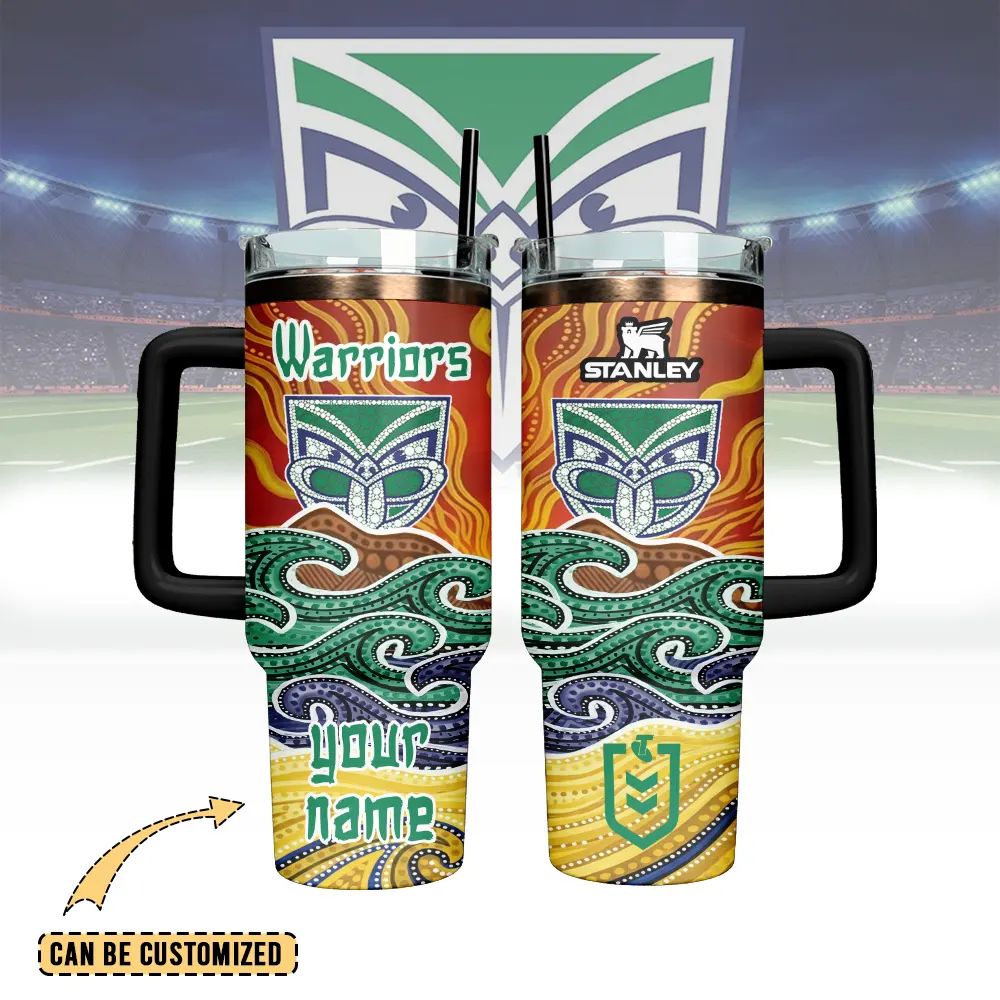 Auspiritmerch New Zealand Warriors Custom Stanley Quencher 40oz Stainless Steel Tumbler With Handle