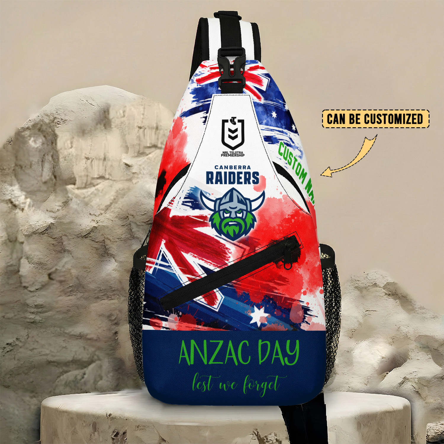 Auspiritmerch Canberra Raiders x Anzac Day Personalized Sling Bags Gift For Fans