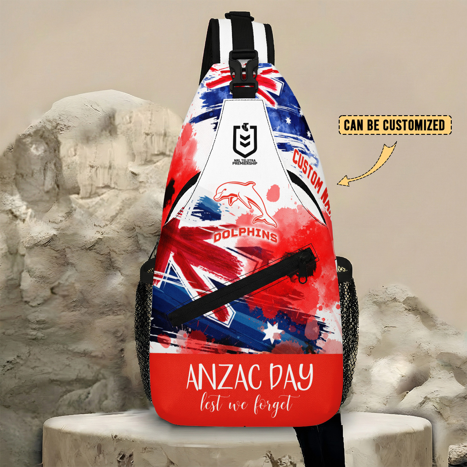 Auspiritmerch Dolphins x Anzac Day Personalized Sling Bags Gift For Fans