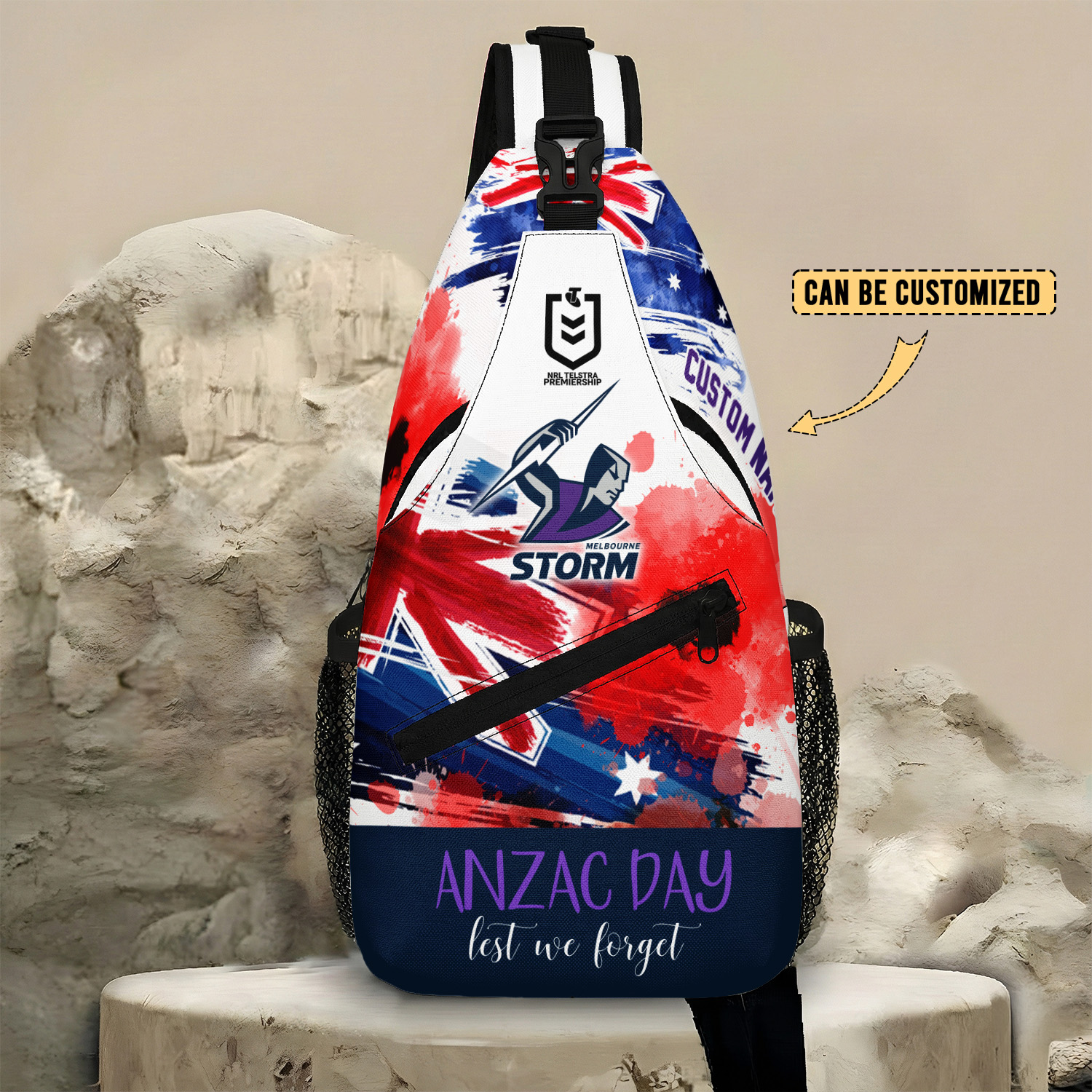 Auspiritmerch Melbourne Storm x Anzac Day Personalized Sling Bags Gift For Fans