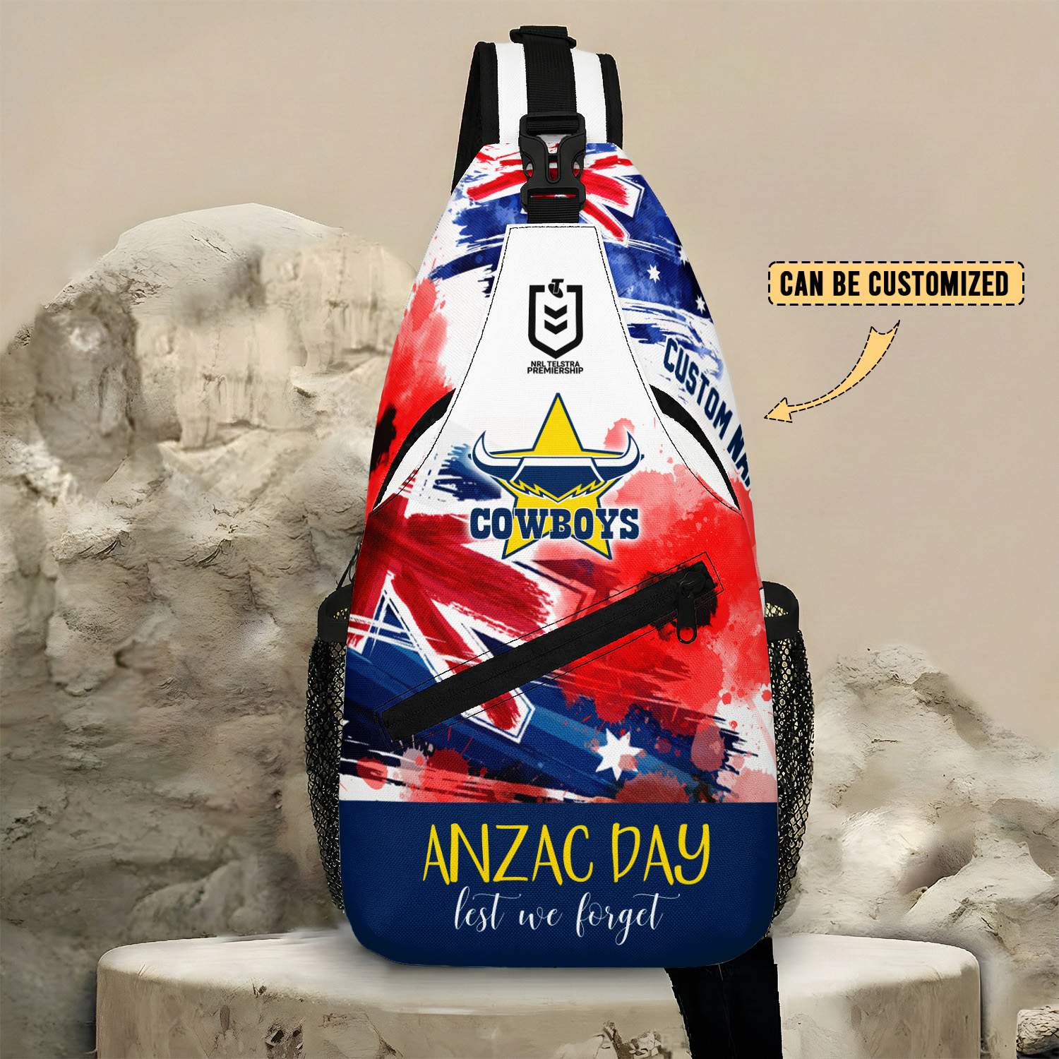 Auspiritmerch North Queensland Cowboys x Anzac Day Personalized Sling Bags Gift For Fans