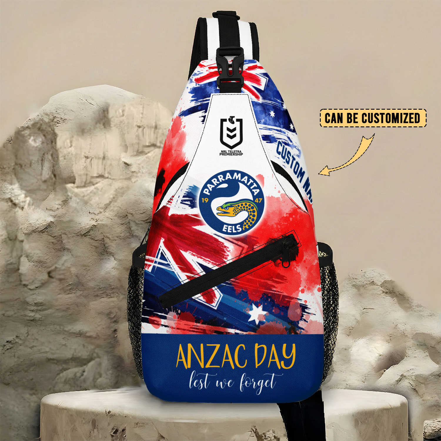 Auspiritmerch Parramatta Eels x Anzac Day Personalized Sling Bags Gift For Fans
