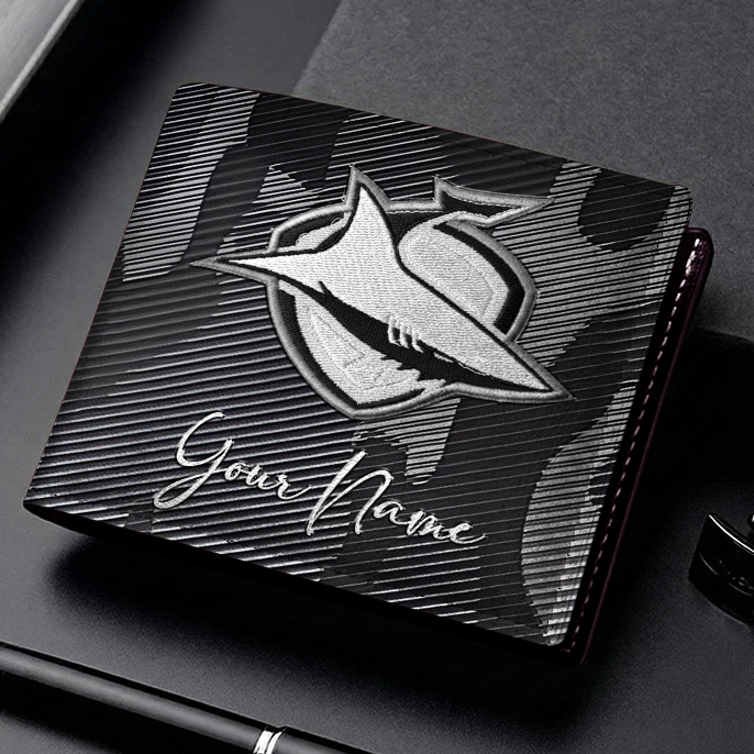 Auspiritmerch Cronulla-Sutherland Sharks Personalized Leather Wallet Gift For Fans
