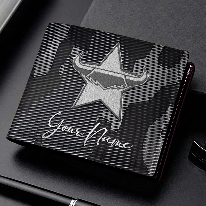 Auspiritmerch North Queensland Cowboys Personalized Leather Wallet Gift For Fans