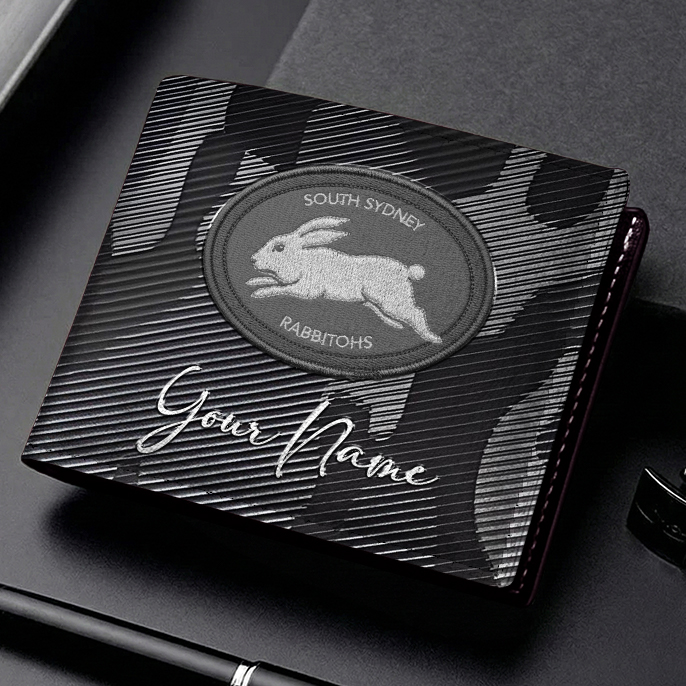 Auspiritmerch South Sydney Rabbitohs Personalized Leather Wallet Gift For Fans